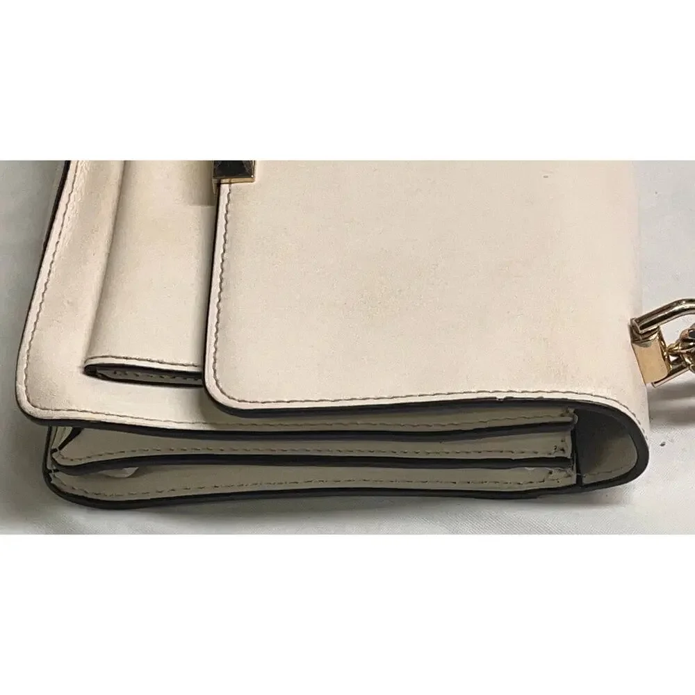 Michael Kors Cream Jade Leather Shoulder Bag Purse, Gold Hardware